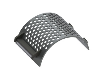 Screen basket 497 wide, sheet thickness t=15 hole Ø70, bar width 17 