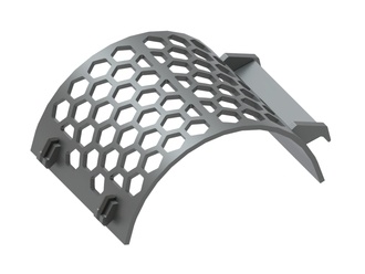 Screen basket 497 wide, sheet thickness t=15, S355 Honeycomb perforation SW70 