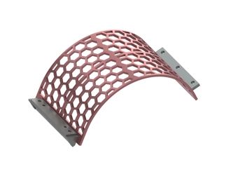 Screen basket 524 width, screen plate thickness t=15, hex perforation AFX 60, ligament 12, Hardox for Lindner Recyclingtech 