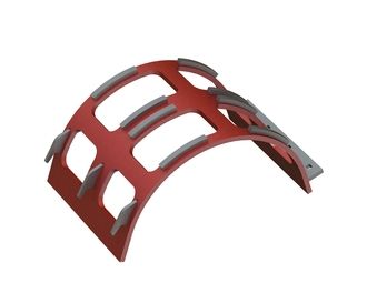 Screen basket 630 mm wide, screen plate thickness t=22, ligament 75, Hardox for Vecoplan LLC (Retech) 