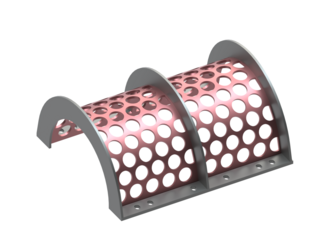 Screen basket outside 790 wide, sheet thickness t=10, hole Ø60, bar width 15 