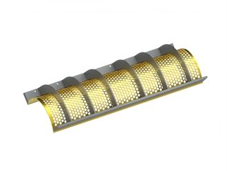Screen basket width 1757, plate thickness t=10, hexagonal perforation width across flats 25.4 