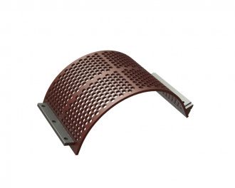 Screen basket width 524, plate thickness t=15, hexagonal perforation width across flats 25 for Lindner Recyclingtech Lindner Universo