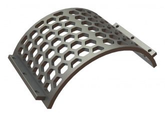 Screen basket width 535, plate thickness t=25, hexagonal perforation width across flats 60 for Lindner Recyclingtech Lindner Meteor