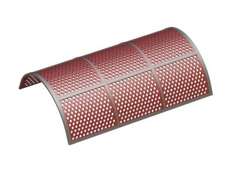 Siebkorb 1228 mm breit, Siebblechstärke t=12, Lochung Ø14 Steg 7, Hardox für Previero 