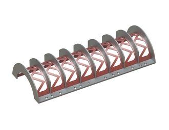 Siebkorb 1322 breit, Siebblechstärke t=8 ZickZack Lochung 51, Steg 20, Hardox für Vecoplan 