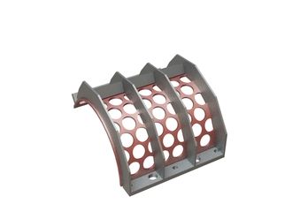 Siebkorb 495 breit, Siebblechstärke t= 10 Lochung Ø60, Steg 12, verstärkt für Lindner Recyclingtech 