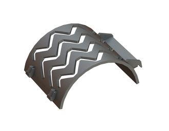 Siebkorb 497 mm breit, Siebblechstärke t=20, Z-förmige Lochung, Steg 43.9, Stahl 52-3, patentiert für Lindner Recyclingtech 