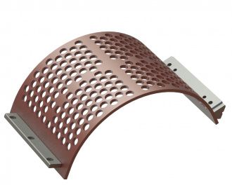 Siebkorb 524 breit, Siebblechstärke t=15, Lochung Ø35, Steg 10 für Lindner Recyclingtech Lindner Universo