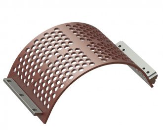 Siebkorb 524 breit, Siebblechstärke t=15, Lochung Ø35, Steg 10 für Lindner Recyclingtech Lindner Universo