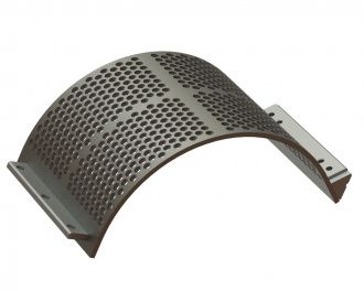 Siebkorb 524 mm breit, Siebblechstärke t=15, Lochung Ø22 Steg 7, Creusabro für Lindner Recyclingtech Lindner Universo