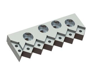 Soporte cuchilla derecho 362x130x50, 4 ranuras, 8xM14 roscas 