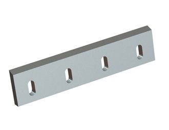 Stator knife 498x115x25, Premium Line, 4 slotted holes, cutting edge 70°, 2xM14, 1xM12 for Folcieri 
