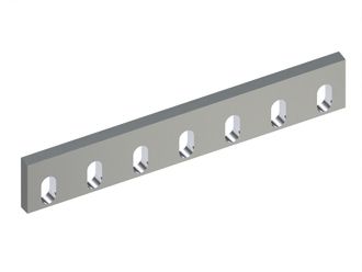 Stator knife 615x102x22, PremiumCut, 7 slotted holes, cutting edge 82°, 2x 1/2-13 UNC LH threads 