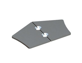 Wear plate, 2-piece, 115x89x5 mm, 2 partial countersunk holes Ø11/Ø20 at 90° 