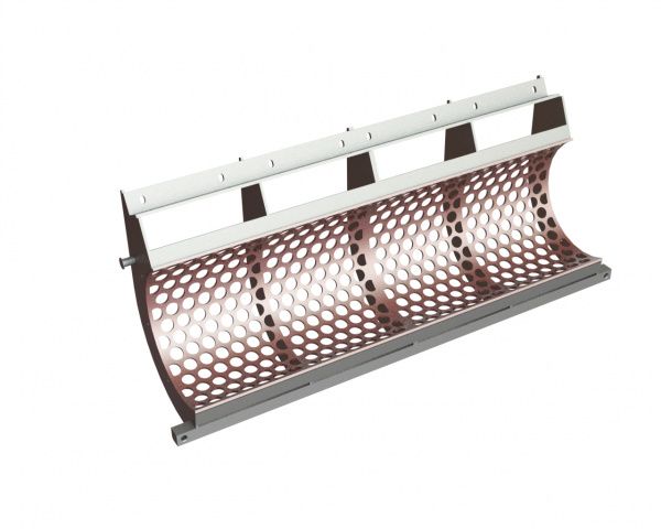 2-piece screen basket 1840 mm wide, screen plate thickness t=10, perforation Ø50 ligament 14, Hardox for Vecoplan LLC (Retech) Vecoplan VAZ 1800