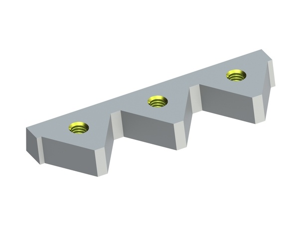 3T 3 dientes cuchilla 239x66x25 StandardCut, 3x rosca M16, versión Y para Eldan Recycling 