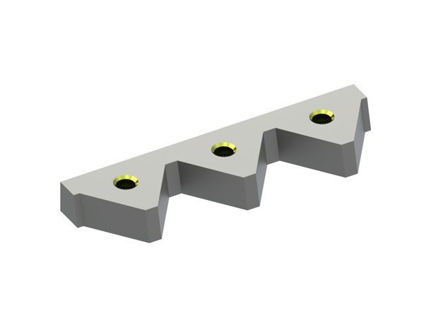 3T 3 dientes cuchilla 239x66x35 StandardCut, 3x rosca M16, versión Y para Eldan Recycling 