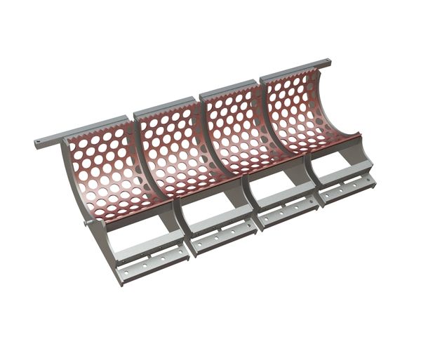 4-piece screen basket 2030 mm wide, screen plate thickness t=12, perforation Ø75 ligament 23, Hardox for Vecoplan Vecoplan VAZ