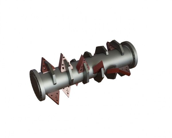 Albero rotore con 12 supporti coltello, rinforzato per Eldan Recycling 