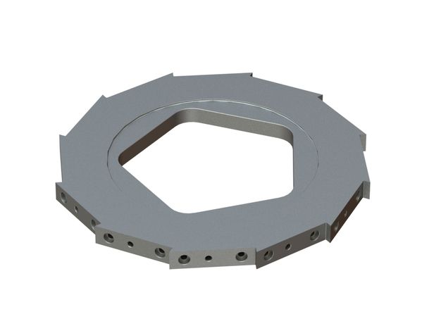 Blade holder for rotary shear Ø760x49 36xM16 thread, 24 passport reductions for Eldan Recycling 