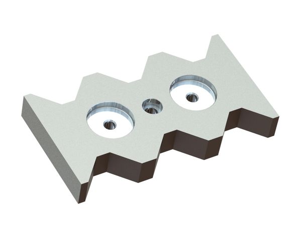 Center counter knife 285x155x38 Premium Line, version 80, W9 version for Vecoplan 