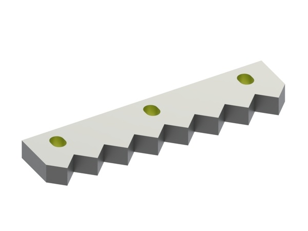 Center counter-knife 294x68x23, Eco Line, 7 serrations. Tooth pitch 37, 3 slotted holes 16x21. 