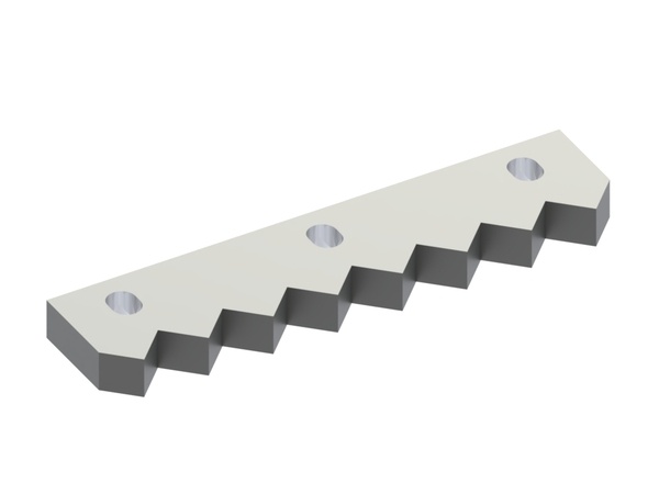 Center counter-knife 294x68x23, Premium Line, 7 serrations. Tooth pitch 37, 3 slotted holes 16x21. 