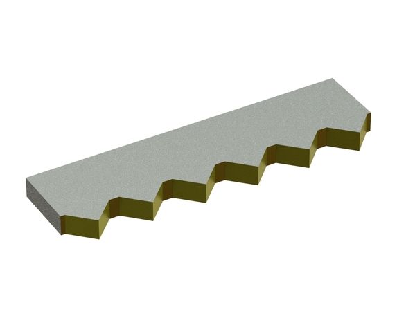 Center counter knife 388x107x25 Eco Line, tooth pitch 65, version 60, X version for Vecoplan LLC (Retech) Vecoplan VAZ 2500
