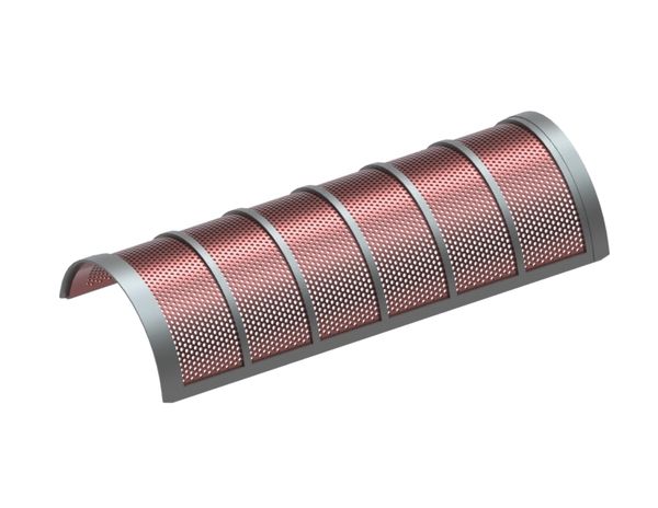 Cesta de criba 1595 ancho, espesor t=10 perforación Ø12, puente 6, Hardox para Heinrich Dreher Maschinenbau 