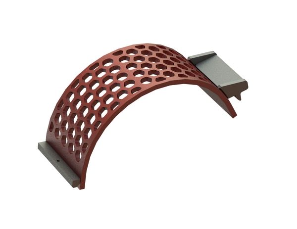 Cesta de criba ancho 340, espesor t=25, perforación hexagonal ancho entre caras 50, puente 16 para Lindner Recyclingtech Lindner Polaris
