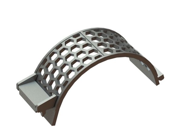 Cesta de criba ancho 340, espesor t=25, perforación hexagonal entre caras 60, nervio 17, con base 5 para Lindner Recyclingtech 