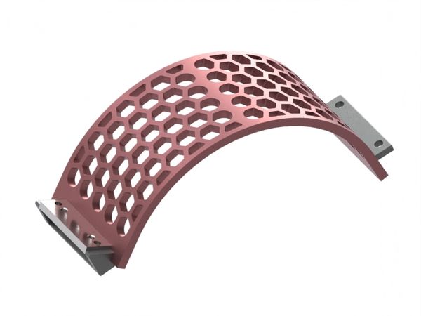 Cesta de criba ancho 343, espesor t=25, perforación hexagonal ancho entre caras 50, ligamento 13 para Lindner Recyclingtech 