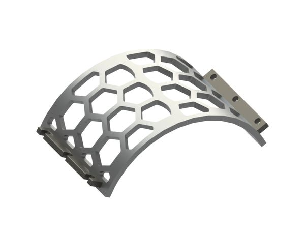 Cesta de criba ancho 530, espesor t=25, perforación hexagonal ancho entre caras 120, puente 23 para Lindner Recyclingtech 