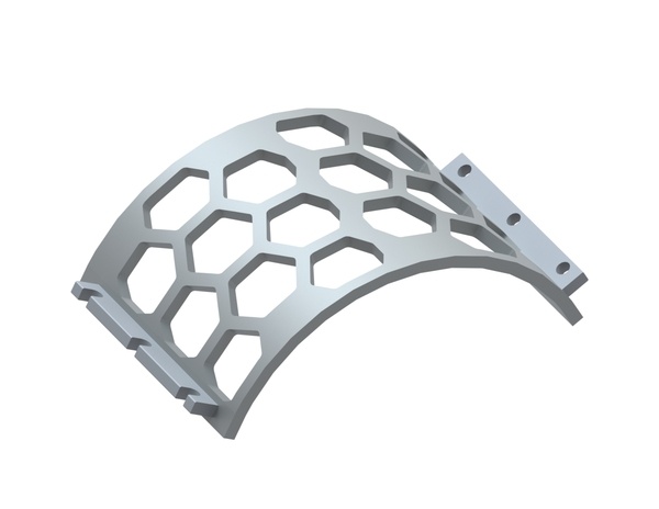 Cesta de criba ancho 530, espesor t=25, perforación hexagonal ancho entre caras 130, ligamento 25.5 para Lindner Recyclingtech Lindner Jupiter