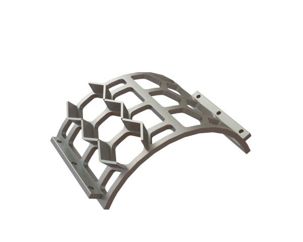 Cesta de criba ancho 530, espesor t=25, perforación hexagonal ancho entre caras 142, puente 27.5 para Lindner Recyclingtech Lindner Jupiter