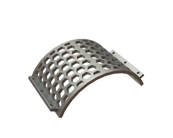 Cesta de criba ancho 530, espesor t=25, perforación hexagonal ancho entre caras 60, puente 20 para Lindner Recyclingtech Lindner Jupiter