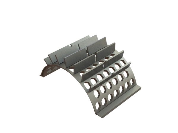 Cesta de criba ancho 577, espesor t=25, perforación hexagonal ancho entre caras 60, puente 20 para Lindner Recyclingtech Lindner Jupiter