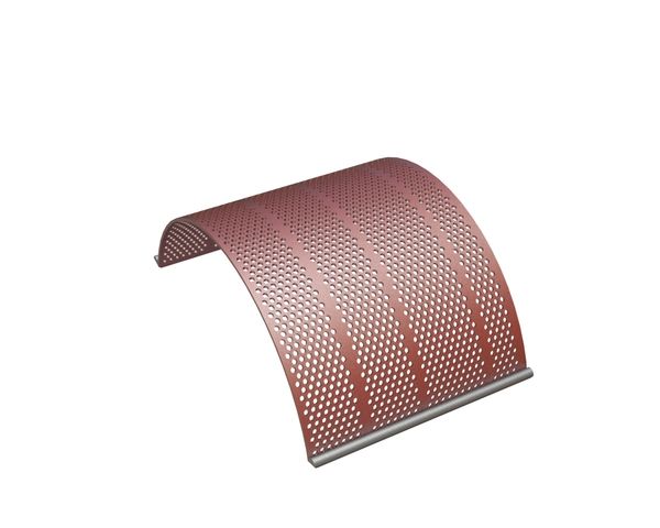 Cesta de criba, ancho 583, espesor de chapa t=8, perforación redonda asimétrica Ø10, nervio 4 para Herbold Meckesheim GmbH Herbold SMS 80/120