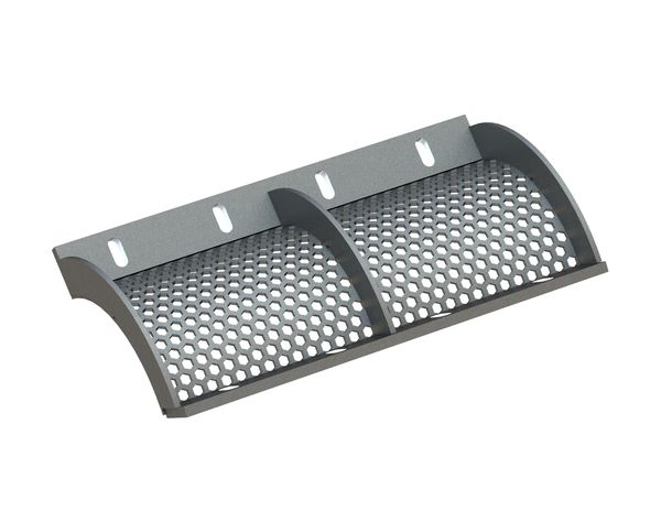 Cesta de criba ancho 671, espesor t=6, perforación hexagonal ancho entre caras 15, puente 7 