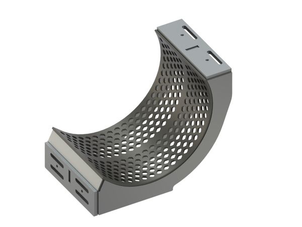 Cesta de criba ancho 736, espesor t=15, perforación hexagonal ancho entre caras 50, puente 22/24 para Untha 