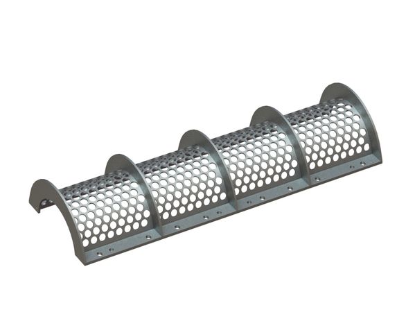 Cesta de cribado 1582 mm de ancho, espesor de chapa perforada t=8, perforación Ø32 nervio 7 para Vecoplan 
