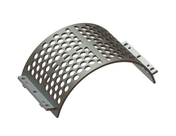 Cesta de cribado 524 mm de ancho, espesor de chapa perforada t=15, perforación Ø45 nervio 12 para Lindner Recyclingtech 