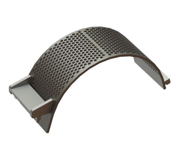 Cesta de cribado ancho 340, chapa de cribado espesor t=15, perforación Ø18, nervio 5.4, Creusabro para Lindner Recyclingtech 
