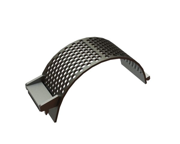 Cesta de cribado ancho 340, espesor de chapa t=15, perforación hexagonal, puente 7, Creusabro para Lindner Recyclingtech Lindner Komet 2800