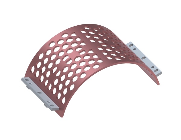 Cestello vaglio larghezza 524, spessore lamiera t=15, foratura Ø50, legamento 14, Hardox per Lindner Recyclingtech 