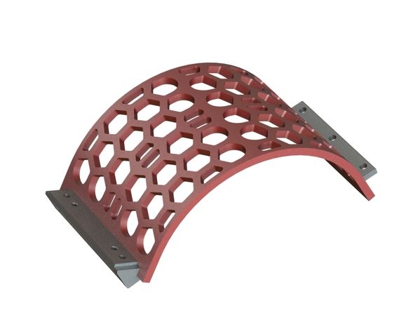 Cestello vaglio larghezza 525, spessore t=25, perforazione esagonale tra piani 80, ligamento 20/23 per Lindner Recyclingtech 