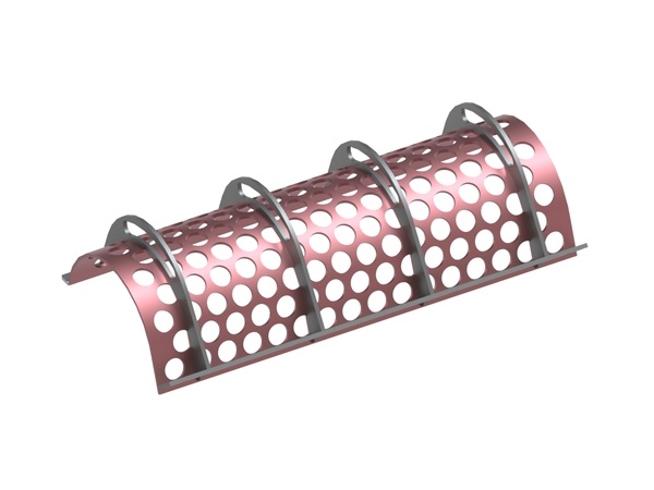 Cesto colador 1070 de ancho, espesor de la chapa de criba t=8, perforación Ø50, paso 15, Hardox para Vecoplan 