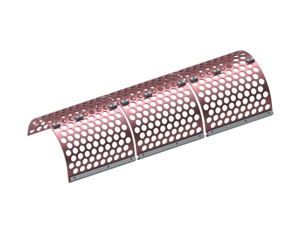 Cesto de cribado 810 mm ancho, espesor de chapa t=15, juego de 3 piezas, perforación Ø65, nervio 18 para Weima Maschinenbau GmbH Weima PowerLine 2500