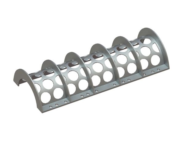 Cesto vagliante 1322 mm di larghezza, spessore lamiera forata t=8, foratura Ø102 legamento 25 per Vecoplan 